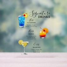 Moderne Minimalistische Signature-Drinks-Hochzeit
