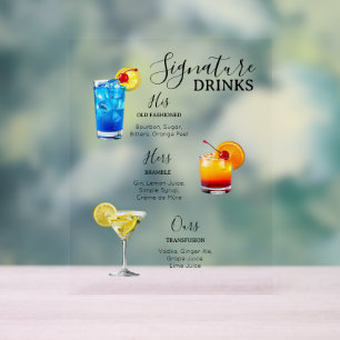 Moderne Minimalistische Signature-Drinks-Hochzeit Acrylschild
