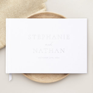 Moderne Minimalistische Silberhochzeit Gästebuch