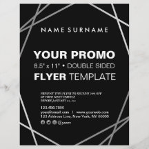 Moderne Minimalistische Silver Black Geometric 8.5