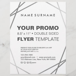 Moderne Minimalistische Silver Geometric 8.5"x11" Flyer