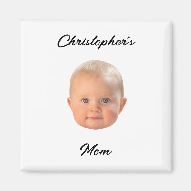 Moderne Minimalistische Skript-Babys-Gesichtsfoto- Magnet (Vorne)