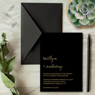 Moderne minimalistische SkriptWedding Real Folieneinladung