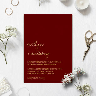 Moderne minimalistische SkriptWedding Real Folieneinladung