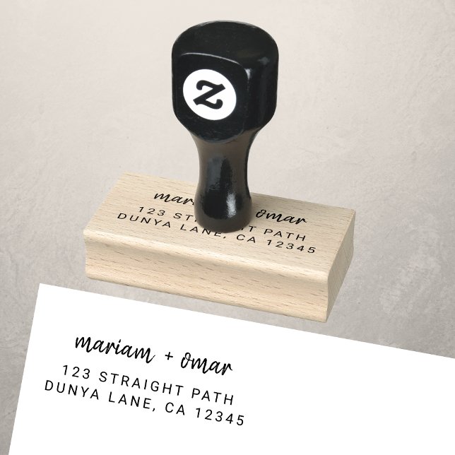 Moderne Minimalistische SkriptWedding-Rücksendeadr Gummistempel (Von Creator hochgeladen)