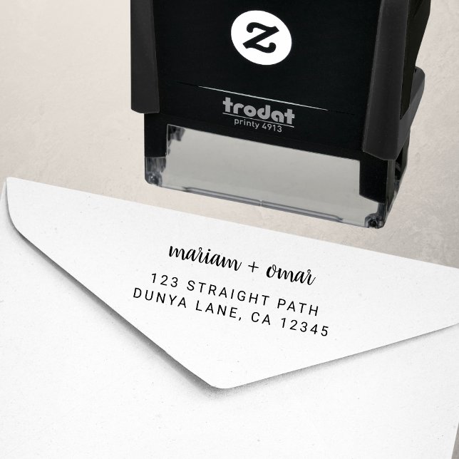 Moderne Minimalistische SkriptWedding-Rücksendeadr Permastempel (Von Creator hochgeladen)