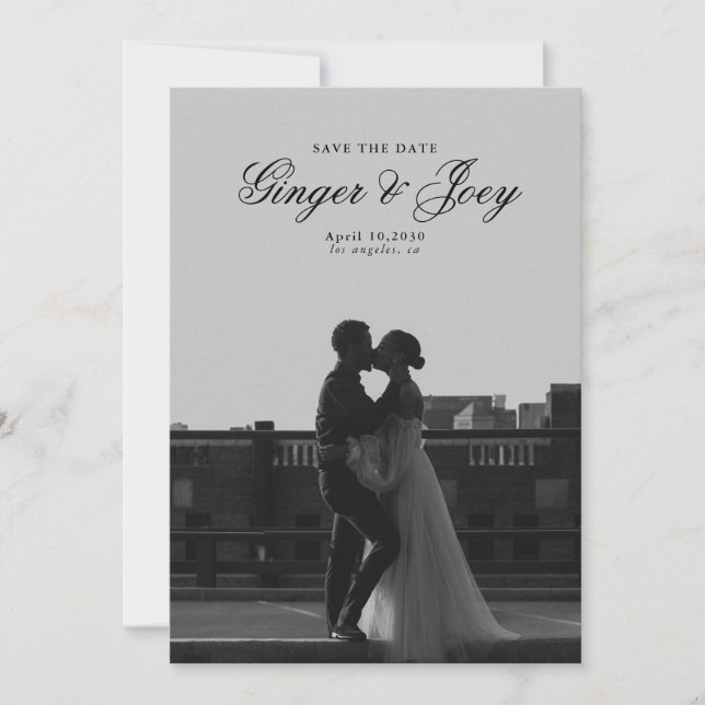 Moderne Minimalistische SkriptWedding Save the Dat Einladung (Vorderseite)