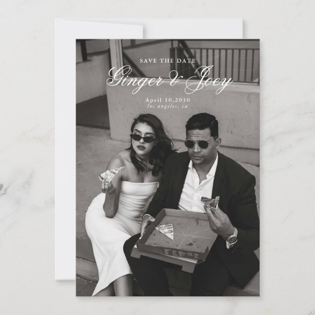 Moderne Minimalistische SkriptWedding Save the Dat Einladung (Vorderseite)