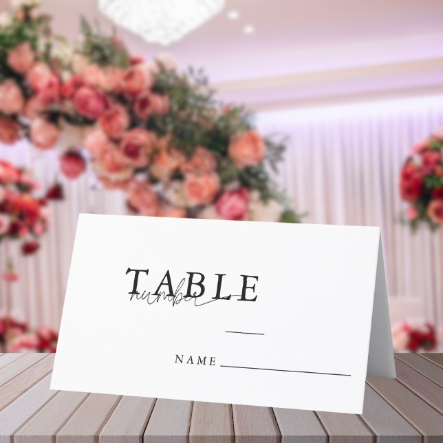 Moderne Minimalistische SkriptWedding-Tischnummer Platzkarte (Von Creator hochgeladen)
