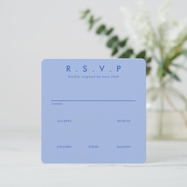 Moderne Minimalistische Sleek Simple Wedding RSVP  (Stehend Vorderseite)