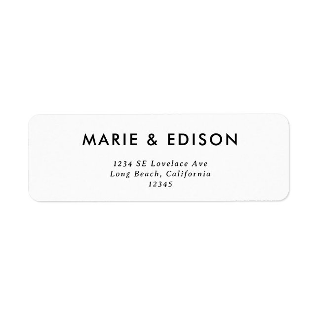 Moderne Minimalistische Sleek Wedding Rücksendeadr (Vorne)