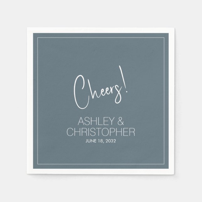 Moderne Minimalistische Smoke Blue Wedding Serviette (Vorderseite)