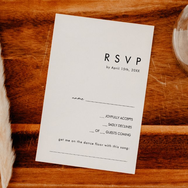 Moderne Minimalistische Song Request RSVP Card (Von Creator hochgeladen)