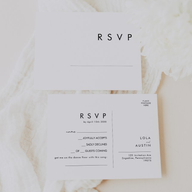 Moderne Minimalistische Song Request RSVP Card Postkarte (Von Creator hochgeladen)