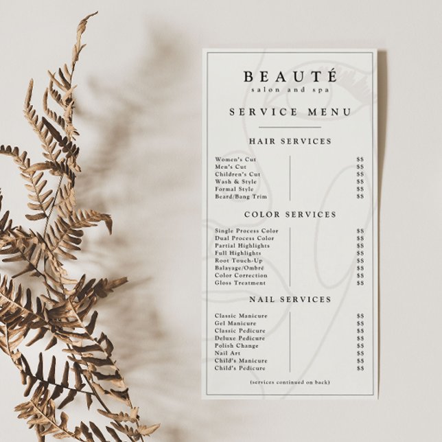 Moderne Minimalistische Speisekarte für Elfenbein/ (Von Creator hochgeladen)