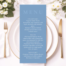 Moderne minimalistische staubblaue Hochzeitsdinner
