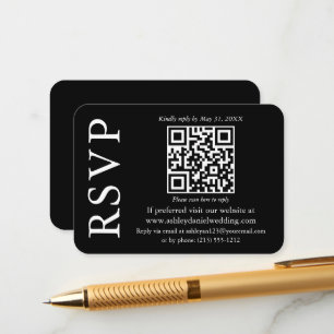 Moderne Minimalistische, stilvolle QR Wedding Blac Begleitkarte