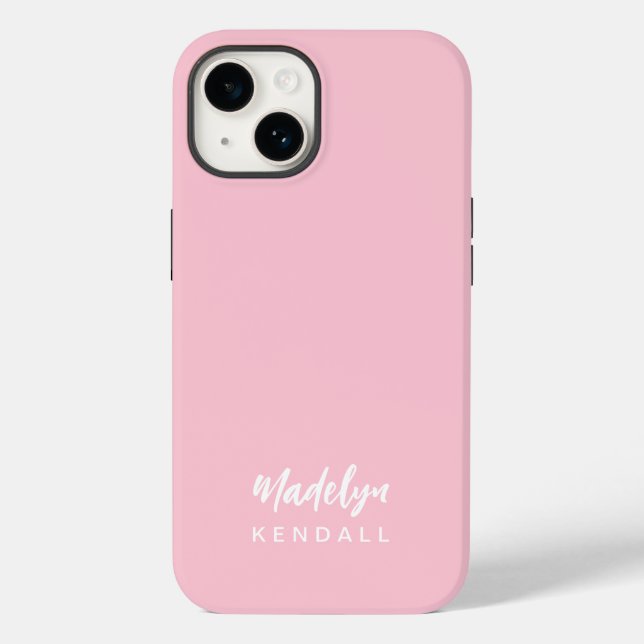 Moderne minimalistische stilvolle Skript-Wattepink Case-Mate iPhone Hülle (Rückseite)
