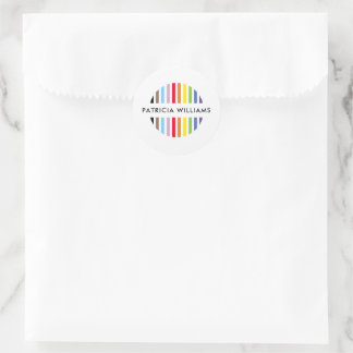 MODERNE MINIMALISTISCHE Streifen-Logo Regenbogen S Runder Aufkleber
