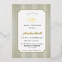 Moderne & Minimalistische Streifen Storch Baby Sho