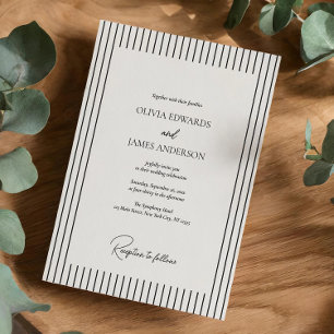Moderne minimalistische Streifenhochzeit Einladung