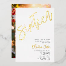 Moderne minimalistische Sweet 16 Foto-Einladung