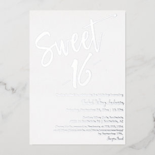 Moderne Minimalistische Sweet 16. Geburtstagsparty Folieneinladung