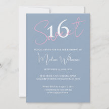 Moderne minimalistische Sweet 16 Pink Blau Geburts