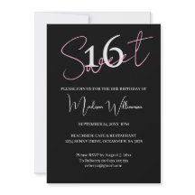 Moderne Minimalistische Sweet 16 Schwarz Rosa Gebu