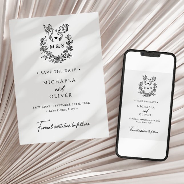 Moderne Minimalistische Tauben Elegante Script Hoc Save The Date (Von Creator hochgeladen)