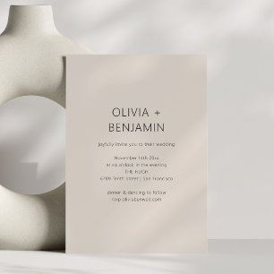Moderne Minimalistische Taupe Neutrale Hochzeit Einladung