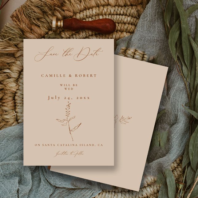 Moderne Minimalistische Terra Cotta Calligraphy We Save The Date (Von Creator hochgeladen)