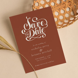 Moderne Minimalistische Terracotta Burnt Orange We Save The Date