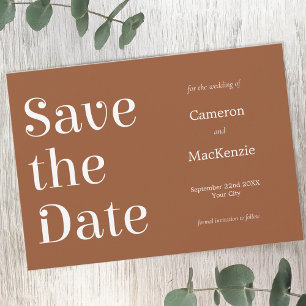 Moderne Minimalistische Terracotta-Hochzeit retten Save The Date