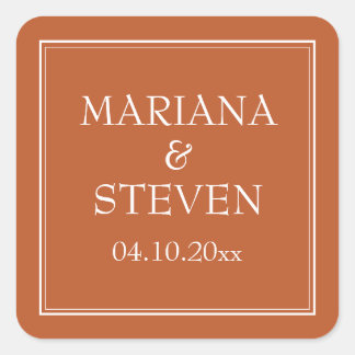 Moderne Minimalistische Terracotta-Square-Aufklebe Quadratischer Aufkleber