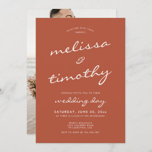 Moderne Minimalistische Terracotta Wedding Einladung
