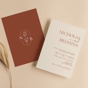 Moderne Minimalistische Terracotta Wedding Einladung