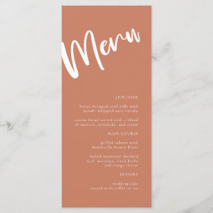 Moderne Minimalistische Terracotta Wedding Menu Menükarte