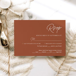 Moderne Minimalistische Terracotta Wedding RSVP Ca Karte
