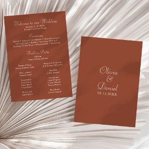 Moderne minimalistische Terrakotta-Hochzeitsprogra Programm