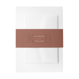 Moderne minimalistische Terrakotta-Monogramm-Hochz Einladungsbanderole