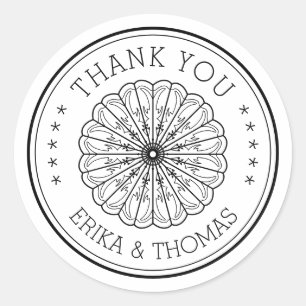 Moderne minimalistische Thank You Liniengrafik Blu Runder Aufkleber