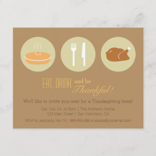 Moderne minimalistische Thanksgiving-Dinnerparty Einladung