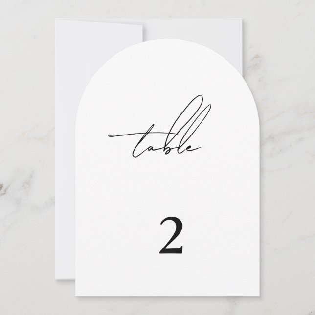 Moderne Minimalistische Tischnummer (Vorderseite)