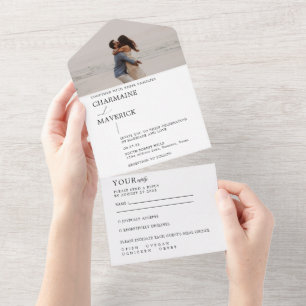 Moderne minimalistische träumerische Schrift Foto- All In One Einladung