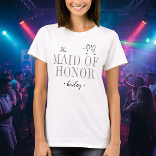 Moderne Minimalistische Trauzeugin-Ehren-Schrift J T-Shirt