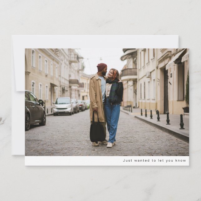 Moderne Minimalistische, trendige Hochzeit mit zwe Save The Date (Vorderseite)
