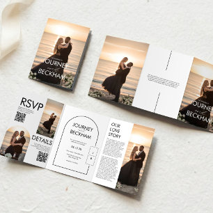 Moderne minimalistische Trifold-Foto-Hochzeitseinl Dreifach Gefaltete Ankündigung