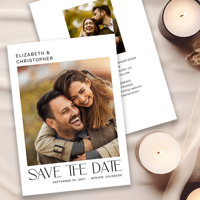 Moderne Minimalistische Typografie 2 Foto Save the Date (Von Creator hochgeladen)