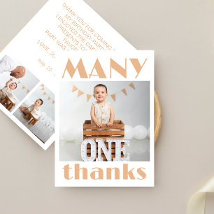 Moderne minimalistische Typografie 3 Foto Geburtst Dankeskarte